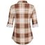 DJT Damen Weiches Gestrick Karierte Bluse Langarm Oberteile Roll Up Ärmel Hemdbluse Tunika Button Down Blusen Top Kaffee-Weiß L