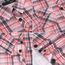 DJT Damen Weiches Gestrick Karierte Bluse Langarm Oberteile Roll Up Ärmel Hemdbluse Tunika Button Down Blusen Top Rosa Kariertes S