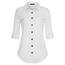DJT Damen Weiches Gestrick Karierte Bluse Langarm Oberteile Roll Up Ärmel Hemdbluse Shirts Button Down Blusen Top Solides-Weiß XXL