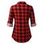 DJT Damen Weiches Gestrick Karierte Bluse Langarm 3/4 Roll Up Ärmel Hemdbluse Button-down Blusen Rot XXL