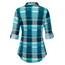 DJT Damen Weiches Gestrick Karierte Bluse Langarm 3/4 Roll Up Ärmel Hemdbluse Button-down Blusen Blau XXL
