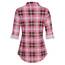 DJT Damen Weiches Gestrick Karierte Bluse Langarm Oberteile Roll Up Ärmel Hemdbluse Shirts Button Down Blusen Top Rosa-Braun XXL