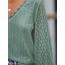 CUPSHE Damen Blusen V-Ausschnitt Spitzen Wellenkante Puffärmel Langarmshirt Lässige Lace Oberteile Tunika Bluse Tops Salbeigrün XS