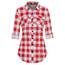 DJT Damen Weiches Gestrick Karierte Bluse Langarm Oberteile Roll Up Ärmel Hemdbluse Shirts Button Down Blusen Top Rot-Weiß XXL