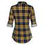 DJT Damen Weiches Gestrick Karierte Bluse Langarm Oberteile Roll Up Ärmel Hemdbluse Shirts Button Down Blusen Top Gelb-Marine XXL