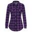 DJT Damen Weiches Gestrick Karierte Bluse Langarm Oberteile Roll Up Ärmel Hemdbluse Tunika Button Down Blusen Top Violett Schwarz Kariertes XXL