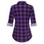 DJT Damen Weiches Gestrick Karierte Bluse Langarm Oberteile Roll Up Ärmel Hemdbluse Tunika Button Down Blusen Top Violett Schwarz Kariertes XL