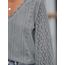 CUPSHE Damen Blusen V-Ausschnitt Spitzen Wellenkante Puffärmel Langarmshirt Lässige Lace Oberteile Tunika Bluse Tops Grau S