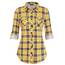 DJT Damen Weiches Gestrick Karierte Bluse Langarm Oberteile Roll Up Ärmel Hemdbluse Tunika Button Down Blusen Top Gelb Kariertes XXL