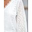 CUPSHE Damen Blusen V-Ausschnitt Spitzen Wellenkante Puffärmel Langarmshirt Lässige Lace Oberteile Tunika Bluse Tops Weiß XXL