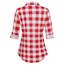 DJT Damen Weiches Gestrick Karierte Bluse Langarm Oberteile Roll Up Ärmel Hemdbluse Shirts Button Down Blusen Top Rot-Weiß XXL