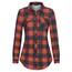 DJT Damen Weiches Gestrick Karierte Bluse Langarm Oberteile Roll Up Ärmel Hemdbluse Shirts Button Down Blusen Top Rot-Marineblau XXL
