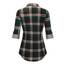 DJT Damen Weiches Gestrick Karierte Bluse Langarm Oberteile Roll Up Ärmel Hemdbluse Shirts Button Down Blusen Top Kaffee-Grün XXL