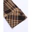 DJT Damen Weiches Gestrick Karierte Bluse Langarm Oberteile Roll Up Ärmel Hemdbluse Shirts Button Down Blusen Top Kaffee-Braun XL