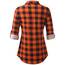 DJT Damen Weiches Gestrick Karierte Bluse Langarm Oberteile Roll Up Ärmel Hemdbluse Shirts Button Down Blusen Top Orange XXL