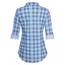 DJT Damen Weiches Gestrick Karierte Bluse Langarm Oberteile Roll Up Ärmel Hemdbluse Shirts Button Down Blusen Top Hellblau-Weiß XXL
