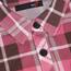DJT Damen Weiches Gestrick Karierte Bluse Langarm Oberteile Roll Up Ärmel Hemdbluse Shirts Button Down Blusen Top Rosa-Braun XXL