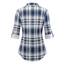 DJT Damen Weiches Gestrick Karierte Bluse Langarm Oberteile Roll Up Ärmel Hemdbluse Tunika Button Down Blusen Top Upgrade Dicker Stoff-Blau XXL
