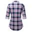 DJT Damen Weiches Gestrick Karierte Bluse Langarm Oberteile Roll Up Ärmel Hemdbluse Tunika Button Down Blusen Top Blau-Rosa XXL