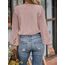 CUPSHE Damen Blusen V-Ausschnitt Spitzen Wellenkante Puffärmel Langarmshirt Lässige Lace Oberteile Tunika Bluse Tops Rose S