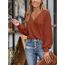 CUPSHE Damen Blusen V-Ausschnitt Spitzen Wellenkante Puffärmel Langarmshirt Lässige Lace Oberteile Tunika Bluse Tops Rot S