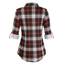 DJT Damen Weiches Gestrick Karierte Bluse Langarm 3/4 Roll Up Ärmel Hemdbluse Button-down Blusen Schönes Rot XXL