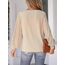 CUPSHE Damen Blusen V-Ausschnitt Spitzen Wellenkante Puffärmel Langarmshirt Lässige Lace Oberteile Tunika Bluse Tops Hellbraun XL