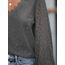CUPSHE Damen Blusen V-Ausschnitt Spitzen Wellenkante Puffärmel Langarmshirt Lässige Lace Oberteile Tunika Bluse Tops Dunkelgrau XL