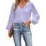 CUPSHE Damen Blusen V-Ausschnitt Spitzen Wellenkante Puffärmel Langarmshirt Lässige Lace Oberteile Tunika Bluse Tops Hellviolett M