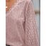 CUPSHE Damen Blusen V-Ausschnitt Spitzen Wellenkante Puffärmel Langarmshirt Lässige Lace Oberteile Tunika Bluse Tops Rose S