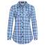 DJT Damen Weiches Gestrick Karierte Bluse Langarm Oberteile Roll Up Ärmel Hemdbluse Shirts Button Down Blusen Top Hellblau-Weiß XXL