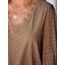 CUPSHE Damen Blusen V-Ausschnitt Spitzen Wellenkante Puffärmel Langarmshirt Lässige Lace Oberteile Tunika Bluse Tops Braun S