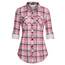 DJT Damen Weiches Gestrick Karierte Bluse Langarm Oberteile Roll Up Ärmel Hemdbluse Tunika Button Down Blusen Top Rosa Kariertes XXL