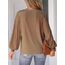CUPSHE Damen Blusen V-Ausschnitt Spitzen Wellenkante Puffärmel Langarmshirt Lässige Lace Oberteile Tunika Bluse Tops Braun L