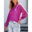 CUPSHE Damen Blusen V-Ausschnitt Spitzen Wellenkante Puffärmel Langarmshirt Lässige Lace Oberteile Tunika Bluse Tops Magenta M