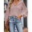 CUPSHE Damen Blusen V-Ausschnitt Spitzen Wellenkante Puffärmel Langarmshirt Lässige Lace Oberteile Tunika Bluse Tops Rose S