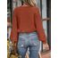 CUPSHE Damen Blusen V-Ausschnitt Spitzen Wellenkante Puffärmel Langarmshirt Lässige Lace Oberteile Tunika Bluse Tops Rot XL