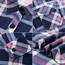 DJT Damen Weiches Gestrick Karierte Bluse Langarm Oberteile Roll Up Ärmel Hemdbluse Tunika Button Down Blusen Top Blau-Rosa XXL