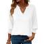 Rapbin Damen Mode Elegant Bluse 3/4 Ärmel langerm Tunika Sommer Top V-Ausschnitt Tunika Lässig Locker Oberteil 2025 (S, Weiß)