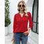Rapbin Bluse Damen 3/4 arm langerm V-Ausschnitt Tunika Sommer Tops Locker Shirt Elegant Lässig Oberteil 2025 (XL, Rot)