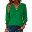 Rapbin Bluse Damen 3/4 arm Langerm V-Ausschnitt Tunika Sommer Tops Locker Shirt Elegant Lässig Oberteil 2026 (XXL, Grün)