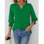 Rapbin Bluse Damen 3/4 arm Langerm V-Ausschnitt Tunika Sommer Tops Locker Shirt Elegant Lässig Oberteil 2026 (L, Grün)