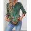 Rapbin Bluse Damen 3/4 arm langerm V-Ausschnitt Tunika Sommer Tops Locker Shirt Elegant Lässig Oberteil 2025 (M, Böhmisches Grün)