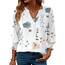 Rapbin Damen Mode Elegant Bluse 3/4 Ärmel Langerm Tunika Sommer Top Lässig Locker Oberteil Blusen 2026 (XXL, Weiß Blau Blumen)