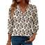 Rapbin Damen Bluse 3/4 arm Langerm V-Ausschnitt Tunika Sommer Tops Slim fit Shirt Elegant Lässig Oberteil 2026 (XL, Aprikose Schwarze Blume)