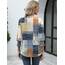 Rapbin Bluse Damen 3/4 arm Langerm V-Ausschnitt Tunika Sommer Tops Locker Shirt Elegant Lässig Oberteil 2026 (S, Orange-blaues Karomuster)