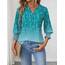 Rapbin Bluse Damen 3/4 arm langerm V-Ausschnitt Tunika Sommer Tops Locker Shirt Elegant Lässig Oberteil 2025 (XXL, Blaugrüne Blüten)