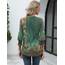 Rapbin Bluse Damen 3/4 arm langerm V-Ausschnitt Tunika Sommer Tops Locker Shirt Elegant Lässig Oberteil 2025 (M, Böhmisches Grün)