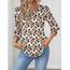 Rapbin Damen Bluse 3/4 arm Langerm V-Ausschnitt Tunika Sommer Tops Slim fit Shirt Elegant Lässig Oberteil 2026 (XL, Aprikose Schwarze Blume)