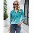 Rapbin Bluse Damen 3/4 arm langerm V-Ausschnitt Tunika Sommer Tops Locker Shirt Elegant Lässig Oberteil 2025 (XL, Blaugrüne Blüten)